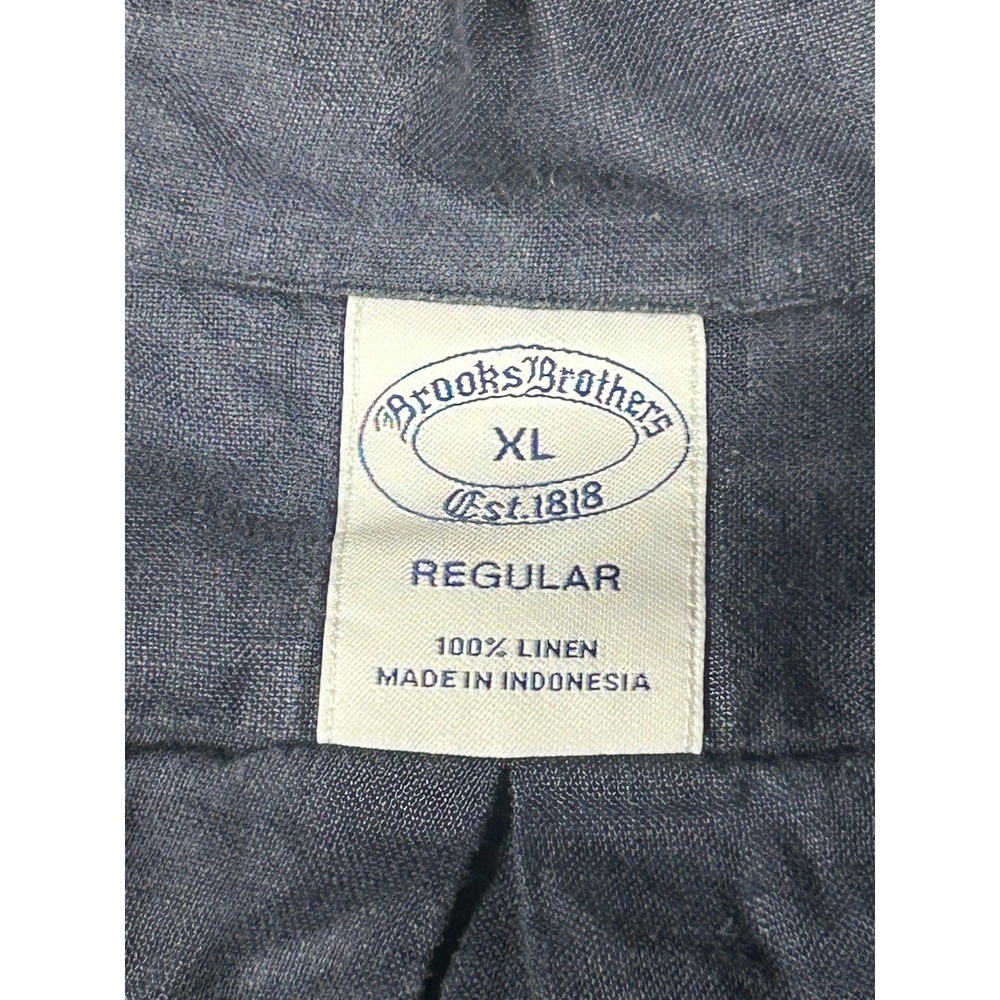 Brooks Brothers Regular, Irish Linen Camp Collar Short-Sleeve Blue XL - Picture 7 of 11